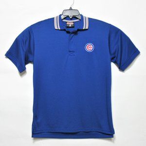 Stitches Men's Chicago Cubs Blue & Gray Short Sleeve Polo Shirt Embroidered Logo